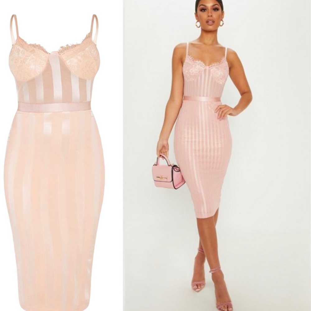 BNWT PRETTYLITTLETHING dusty rose pink lace dress